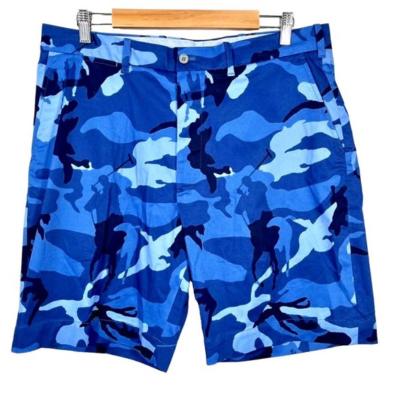 Polo Golf Ralph Lauren Big Pony Spectre Camo 9 Shorts Blue, Size 36, NWOT